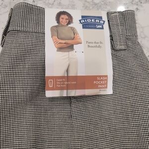 NWT Vintage Lee Riders Houndstooth High Waisted Slacks Black Grey 8